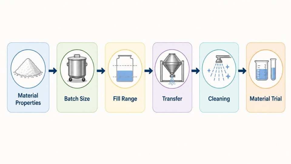 Pharmaceutical mixer selection factors for solid dosage production